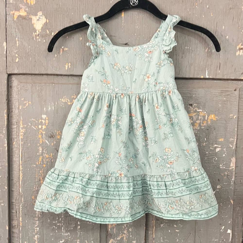 Oshkosh Floral Kids Dress in Mint Green with flowers
